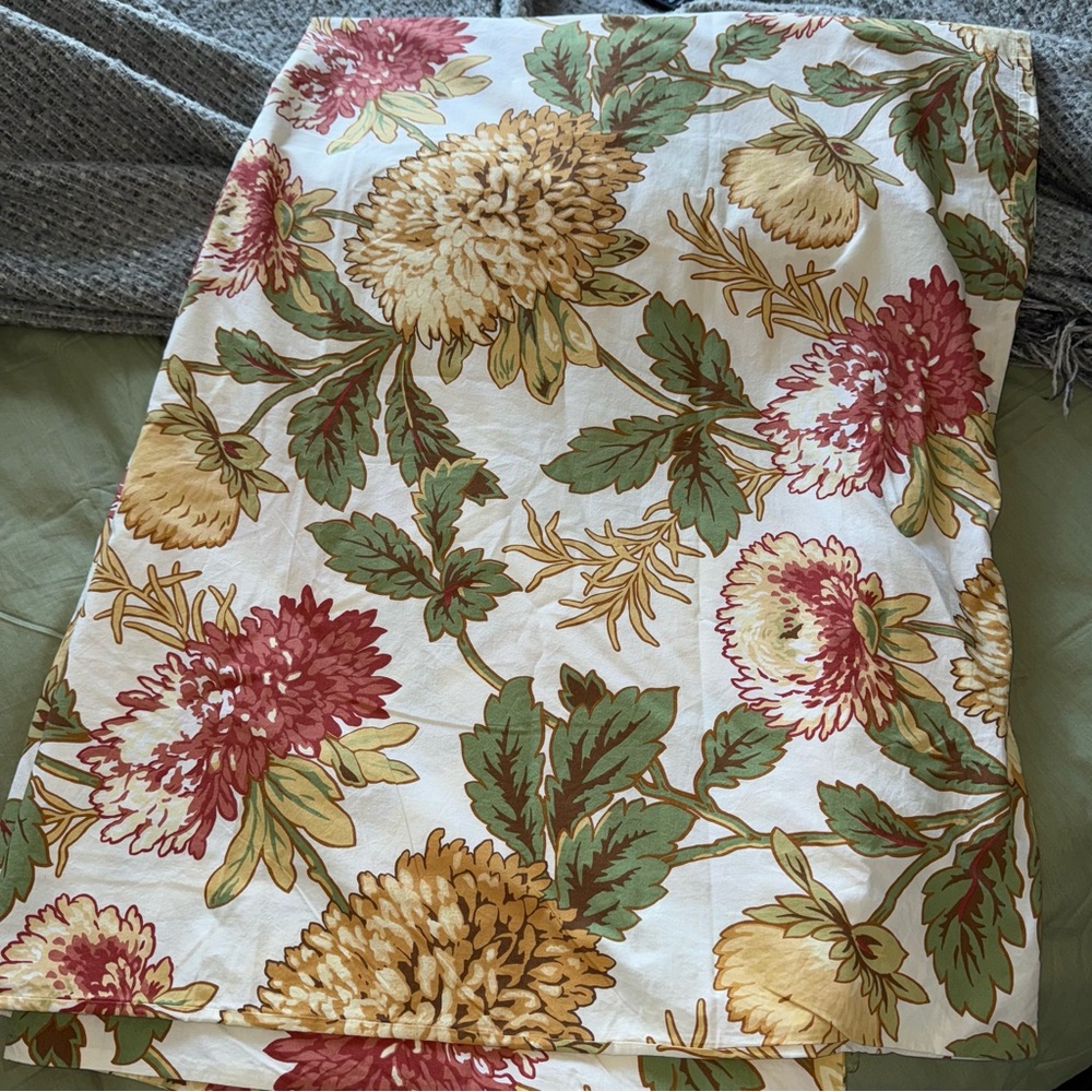 New Pottery Barn Twin Duvet Cover Floral Mums Organic Cotton